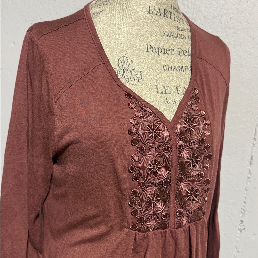 Live and Let Live Terracotta Embroidered Blouse